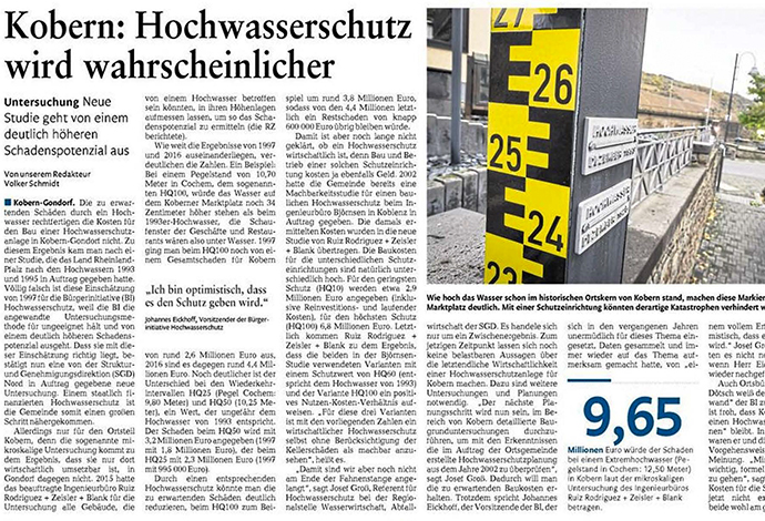 Rhein-Zeitung, 19.11.2016 – Hochwasserschutz wahrscheinlicher