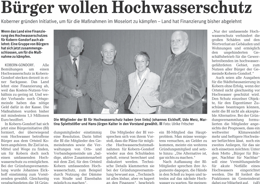 Rhein-Zeitung, 29.11.2007 – Bürger wollen Hochwasserschutz