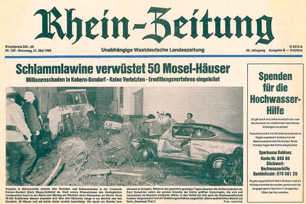 Rhein-Zeitung – Schlammkatastrophe 30.05.1983 Kobern